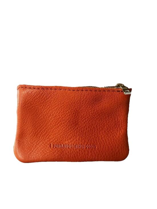 Portland Leather Goods Handbags - New Portland Leather Double Zip Koi Orange Leather Change Purse Gold Zipper NLA